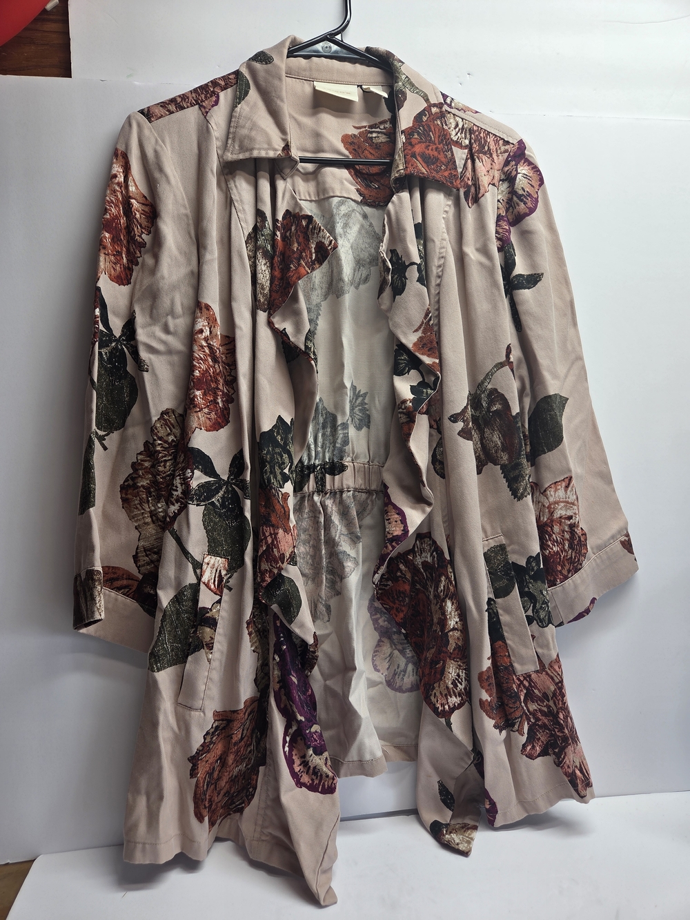 Chico's Blush Watercolor Floral Drape Jacket